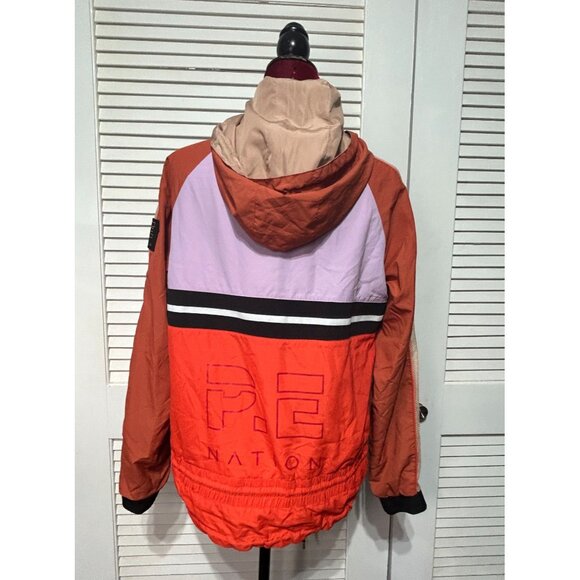 P.E. Nation Women's Colorblock Man Down Windbreaker Jacket Hood Size 2XS 3224 - Picture 8 of 16